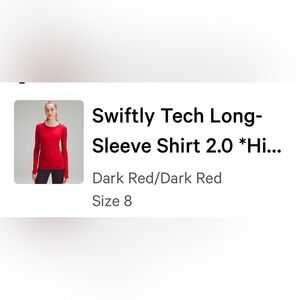 lululemon athletica Swiftly Tech Long Sleeve in Dark Red